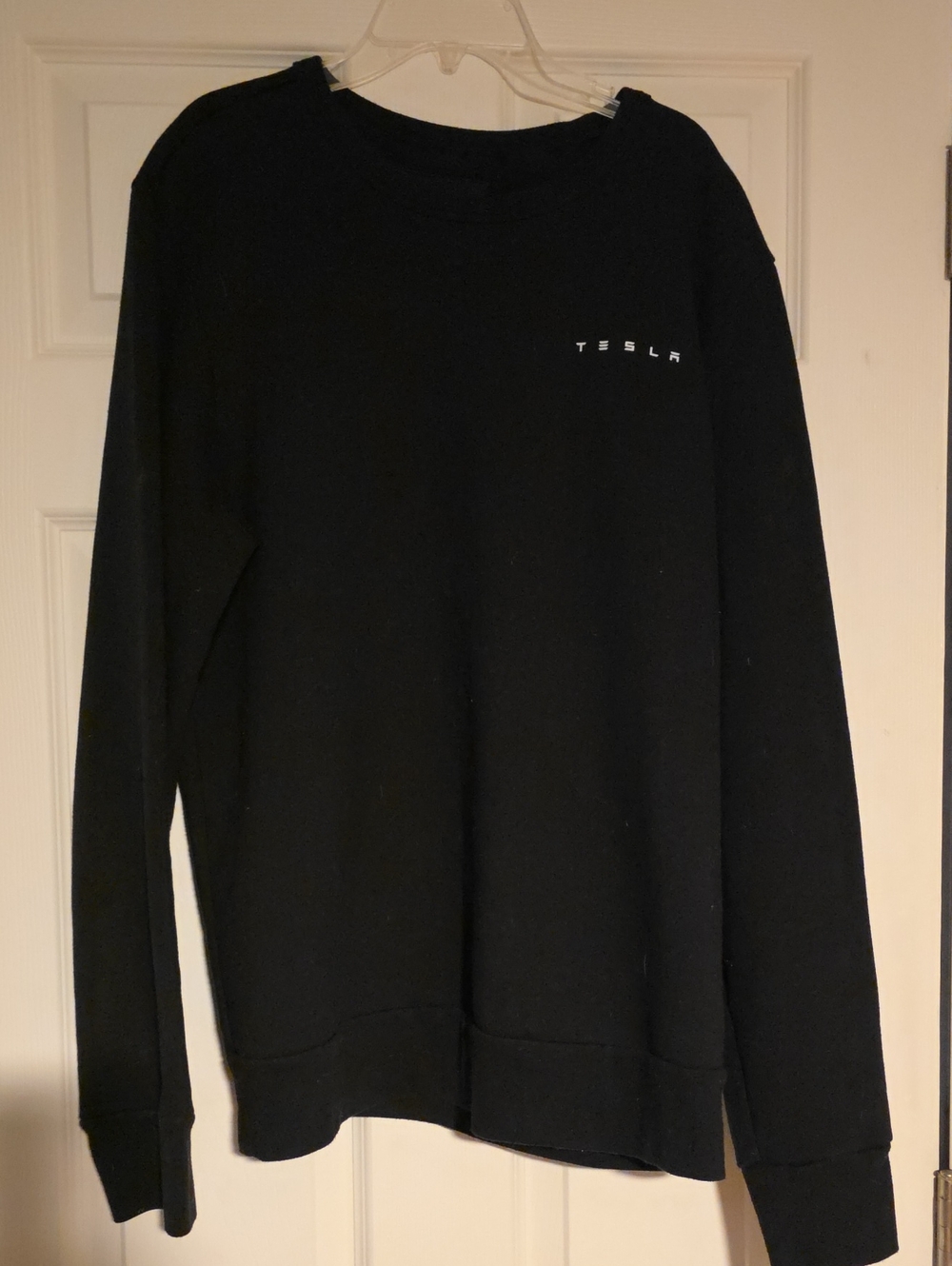 Tesla Black Crewneck Sweatshirt with Small White Logo Size L